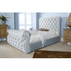 Naws Chesterfield Velvet Silver 4ft Small Double Ottoman Bed